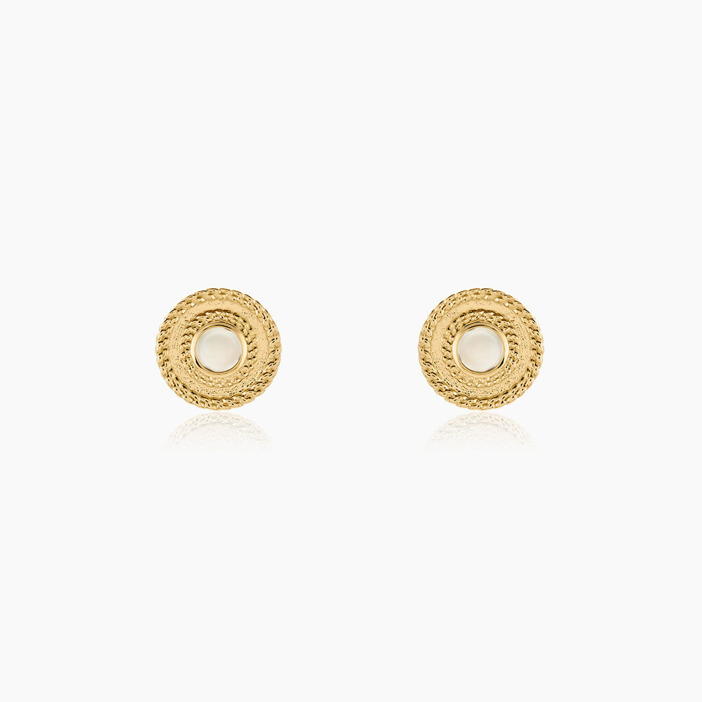 Boucles D'oreilles Puces Aghavni Plaque Or Jaune Agate - Boucles d'oreilles fantaisie Femme | Histoire d’Or