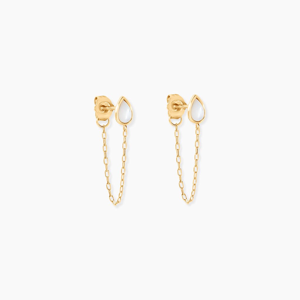 Boucles D'Oreilles Pendantes Ondée Or Jaune Nacre - Boucles d'oreilles pendantes Femme | Histoire d’Or