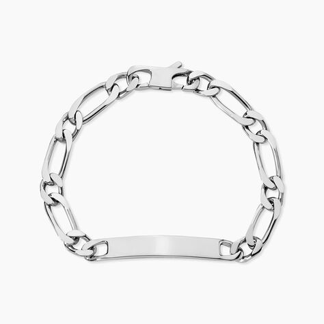 Bracelet Identit&eacute; Anilo Maille Alternee 1/1 Argent Blanc - Gourmettes Homme | Histoire d&rsquo;Or
