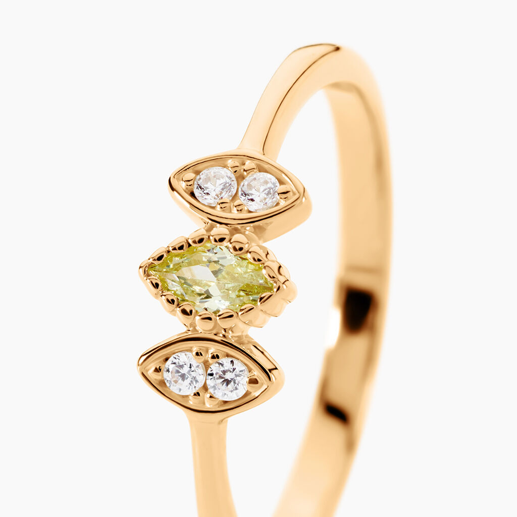 Bague Harmonie Plaque Or Jaune Oxyde De Zirconium - Bagues solitaires Femme | Histoire d&rsquo;Or