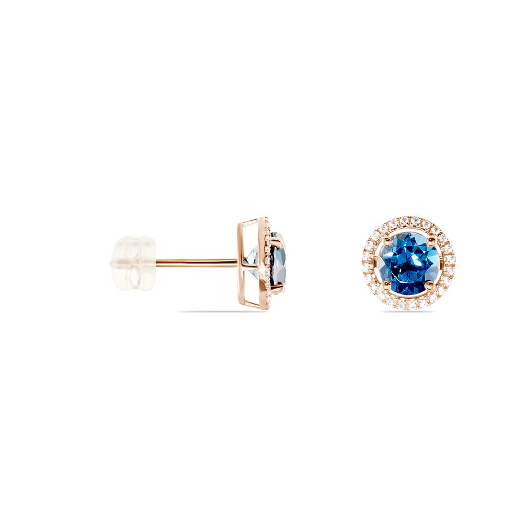 Boucles D'oreilles Puces Or Rose Maeva Topazes Oxydes De Zirconium - Clous d'oreilles Femme | Histoire d’Or