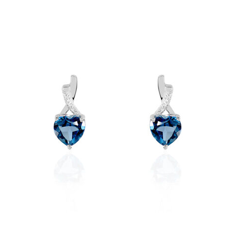 Boucles D'oreilles Pendantes Or Blanc Clothilde Topazes Oxydes - Clous d'oreilles Femme | Histoire d’Or