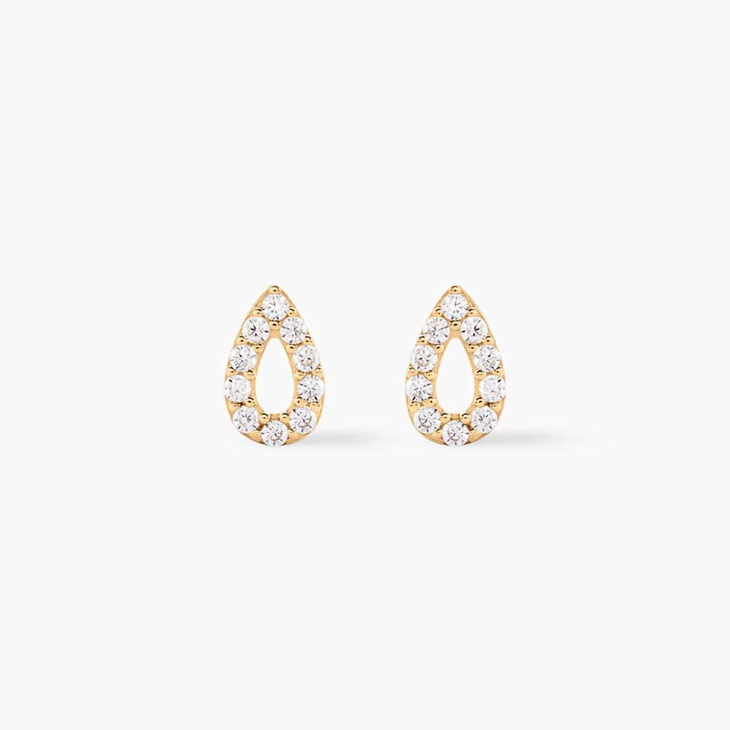 Boucles D'oreilles Puces Or Jaune Oxydes De Zirconium - Clous d'oreilles Femme | Histoire d&rsquo;Or