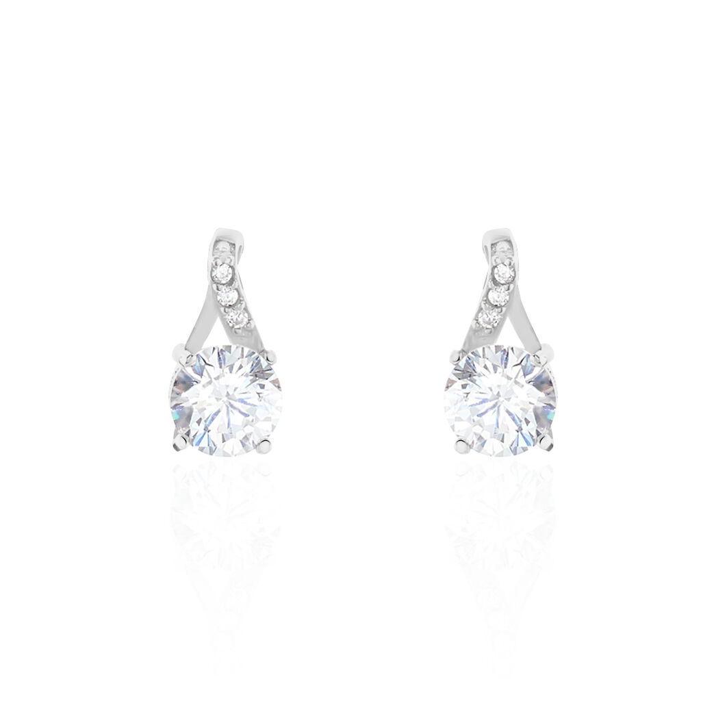 Boucles D'oreilles Pendantes Idylla Argent Blanc Oxyde De Zirconium - Boucles d'oreilles fantaisie Femme | Histoire d’Or