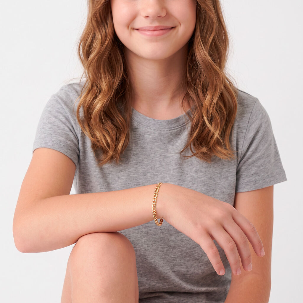 Bracelet Identit&eacute; Etheline Maille Gourmette Or Jaune - Bracelets maille Enfant | Histoire d&rsquo;Or