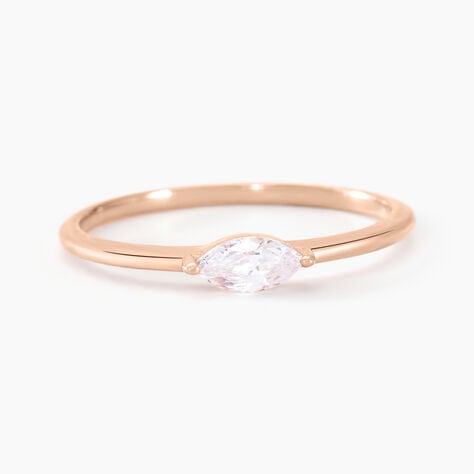 Bague Navette Argent Rose Oxyde De Zirconium - Bagues solitaires Femme | Histoire d&rsquo;Or