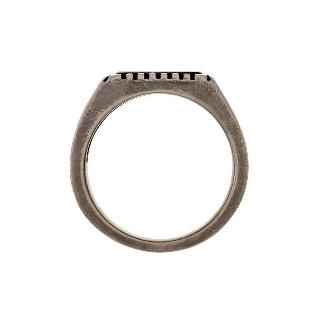 Bague Chevali&egrave;re Acier Vieillit Haris Agate - Bagues solitaires Homme | Histoire d&rsquo;Or