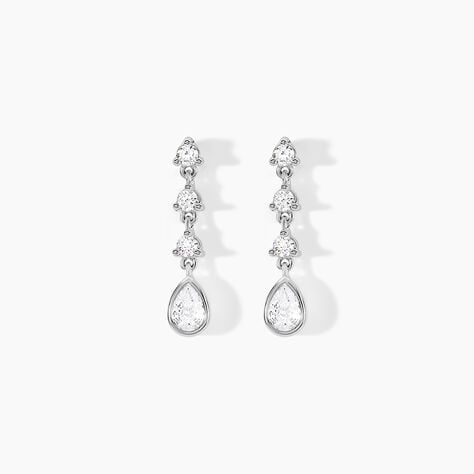 Boucles D'oreilles Pendantes Hida Argent Blanc Oxyde De Zirconium - Boucles d'oreilles fantaisie Femme | Histoire d&rsquo;Or