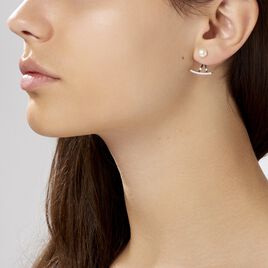 Bijoux D'oreilles Sylviane Argent Blanc Perle De Culture Et Oxyde - Boucles d'oreilles fantaisie Femme | Histoire d’Or