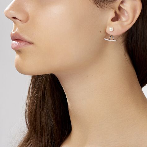 Bijoux D'oreilles Sylviane Argent Blanc Perle De Culture Et Oxyde - Boucles d'oreilles fantaisie Femme | Histoire d’Or