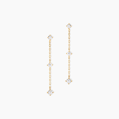 Boucles D'Oreilles Pendantes Madhav Or Jaune Diamant Synth&eacute;tique - Boucles d'oreilles pendantes Femme | Histoire d&rsquo;Or