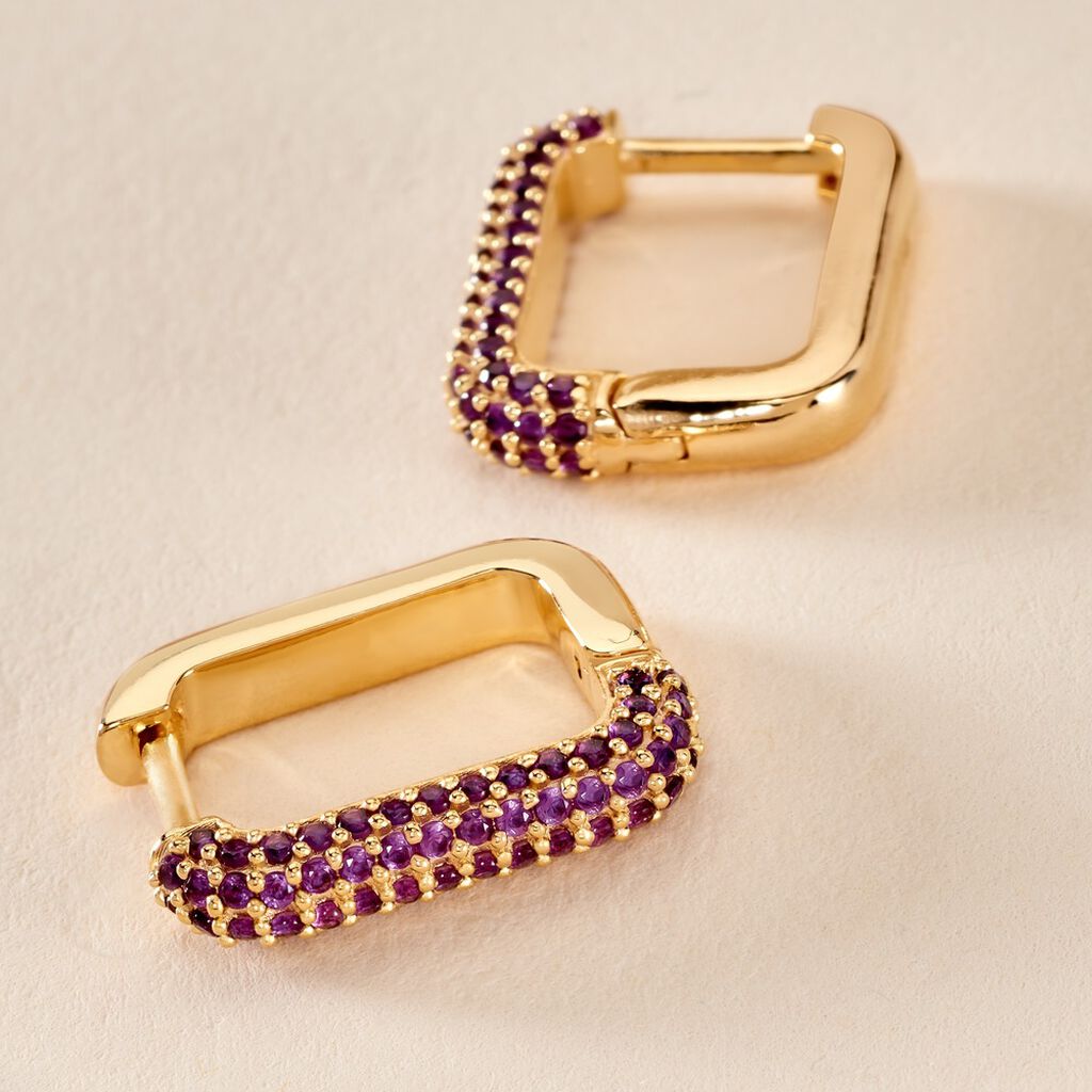 Créoles Ileen Plaqué Or Jaune Autres Pierres - Boucles d'oreilles créoles Femme | Histoire d’Or