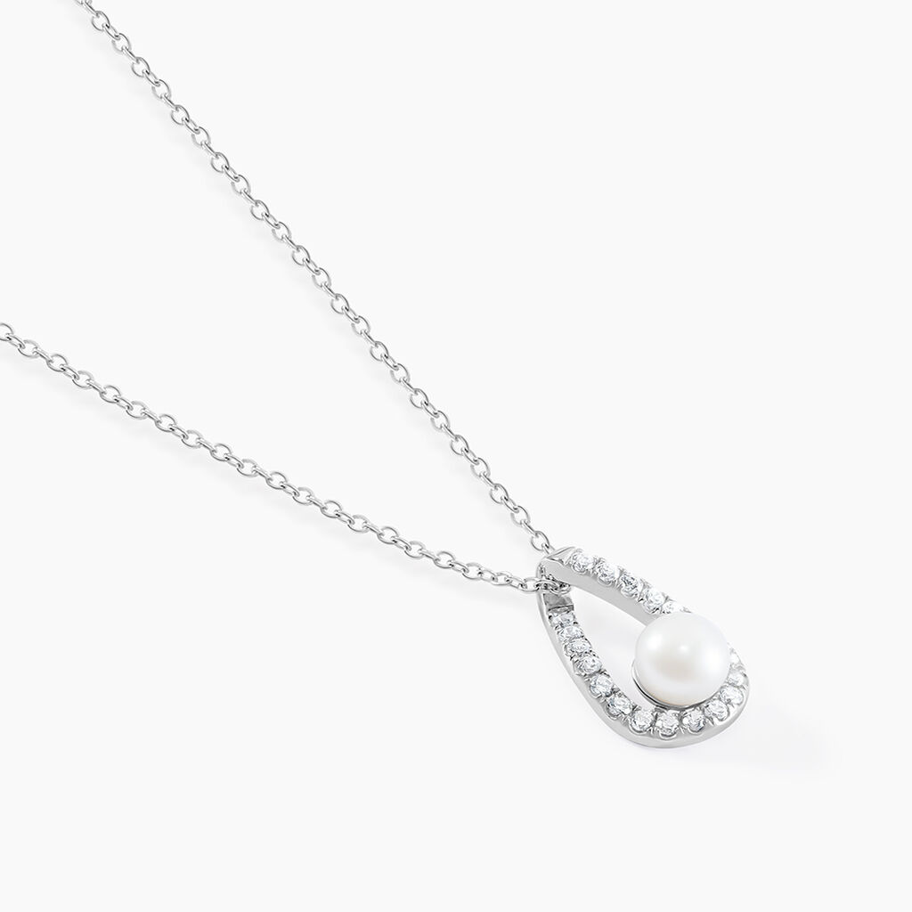 Collier Sohaliaae Argent Blanc Perle De Culture Et Oxyde De Zirconium - Colliers fantaisie Femme | Histoire d&rsquo;Or