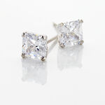 Boucles D'oreilles Puces Doreen Carre Or Blanc Oxyde De Zirconium - Clous d'oreilles Femme | Histoire d&rsquo;Or