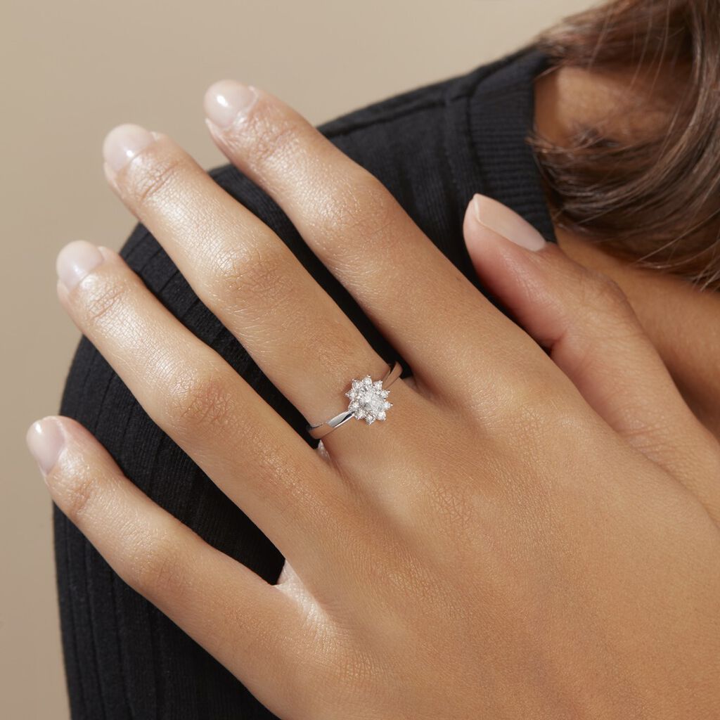 Bague Or Blanc Mysie Diamants Synthétiques - Bagues solitaires Femme | Histoire d’Or