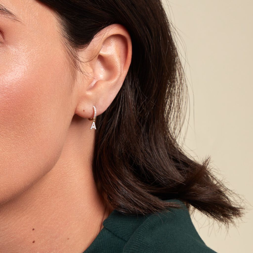 Créole Unitaire Léria Or Jaune Oxydes De Zirconium - Boucles d'oreilles créoles Femme | Histoire d’Or