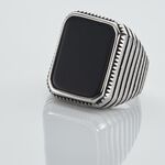 Chevaliere Acier Blanc Romanus Pierre - Bagues solitaires Homme | Histoire d&rsquo;Or