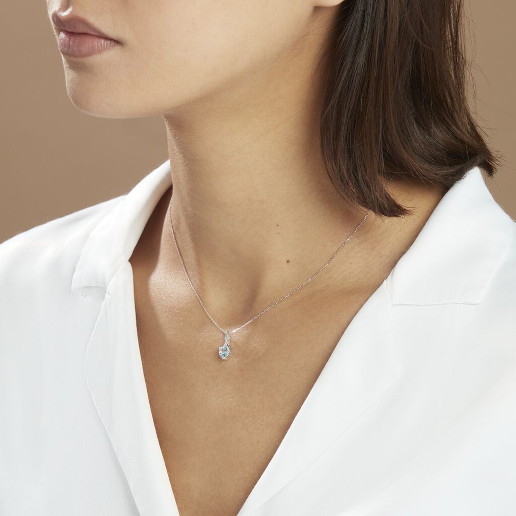 Collier Clothilde Or Blanc Topaze Et Oxyde De Zirconium - Colliers Coeur Femme | Histoire d’Or