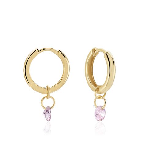 Créoles Plaqué Or Pauw Pampilles Oxydes De Zirconium - Boucles d'oreilles créoles Femme | Histoire d’Or
