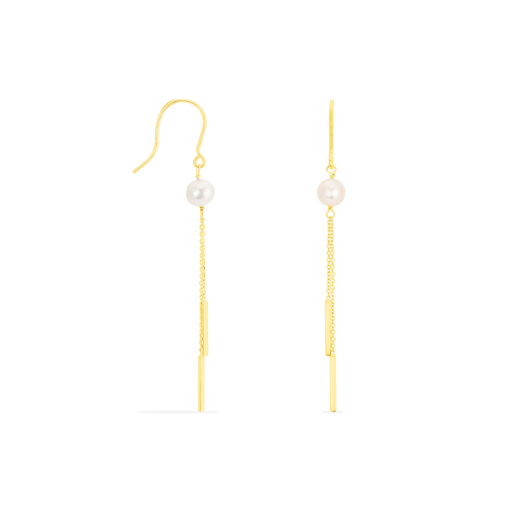 Boucles D'oreilles Pendantes Salman Or Jaune Perle De Culture - Boucles d'oreilles pendantes Femme | Histoire d’Or