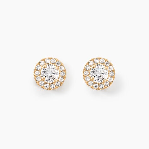 Boucles D'oreilles Puces Edna Or Jaune Oxyde De Zirconium - Clous d'oreilles Femme | Histoire d&rsquo;Or