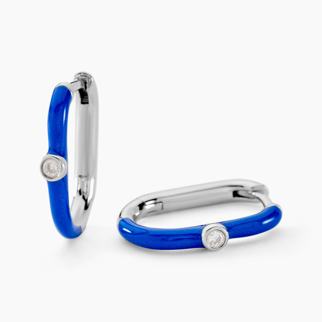 Créoles Infini Pop Argent Blanc Oxyde De Zirconium - Boucles d'oreilles créoles Femme | Histoire d’Or