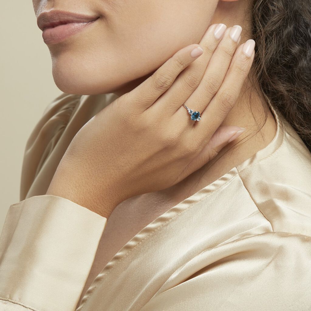 Bague Balthasar Or Blanc Topaze Topaze Oxyde - Bagues solitaires Femme | Histoire d’Or