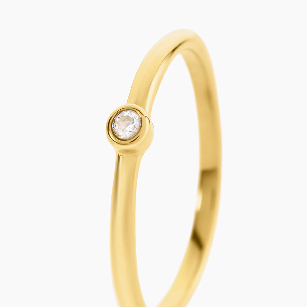 Bague Mareva Acier Jaune Oxyde De Zirconium - Bagues solitaires Femme | Histoire d&rsquo;Or