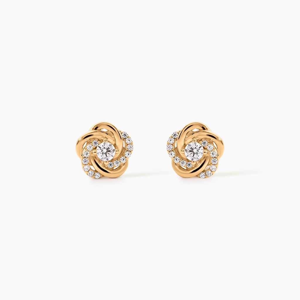 Boucles D'Oreilles Puces Moisette Plaqu&eacute; Or Jaune Oxyde De Zirconium - Boucles d'oreilles fantaisie Femme | Histoire d&rsquo;Or