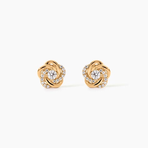 Boucles D'Oreilles Puces Moisette Plaqu&eacute; Or Jaune Oxyde De Zirconium - Boucles d'oreilles fantaisie Femme | Histoire d&rsquo;Or