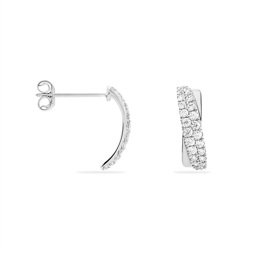 Boucles D'oreilles Puces Aglae Or Blanc Oxyde De Zirconium - Clous d'oreilles Femme | Histoire d’Or