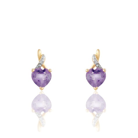 Boucles D'oreilles Pendantes Clothilde Or Jaune Amethyste Et Diamant - Boucles d'oreilles pendantes Femme | Histoire d’Or