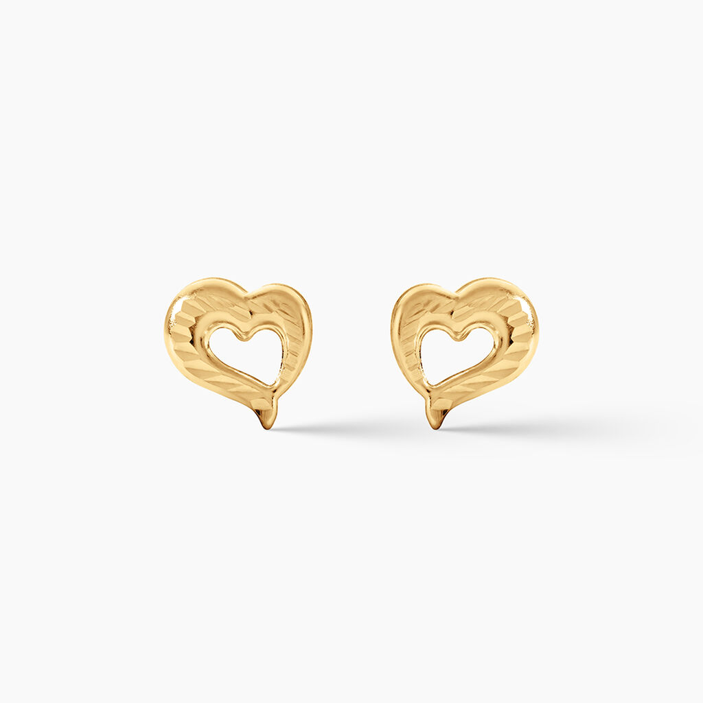 Boucles D'Oreilles Puces Anne-Maudae Coeurs Argent Dor&eacute; A L'Or 750/1000 - Boucles d'oreilles fantaisie Femme | Histoire d&rsquo;Or