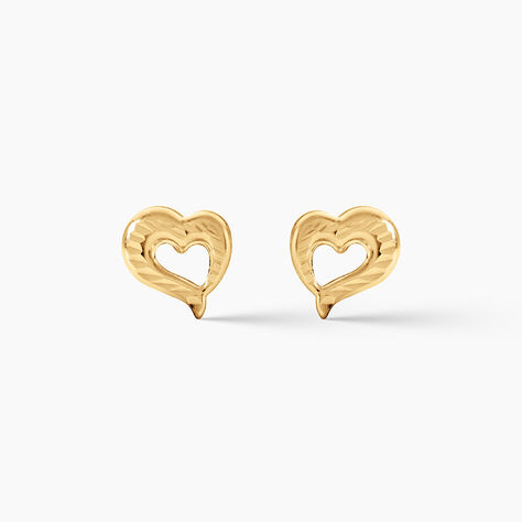 Boucles D'Oreilles Puces Anne-Maudae Coeurs Argent Dor&eacute; A L'Or 750/1000 - Boucles d'oreilles fantaisie Femme | Histoire d&rsquo;Or