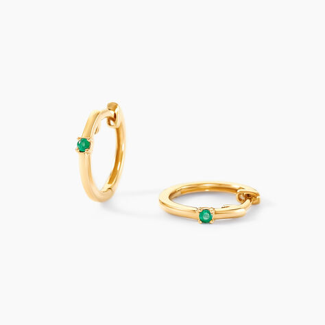Créoles Green Peas Or Jaune Emeraude - Boucles d'oreilles créoles Femme | Histoire d’Or