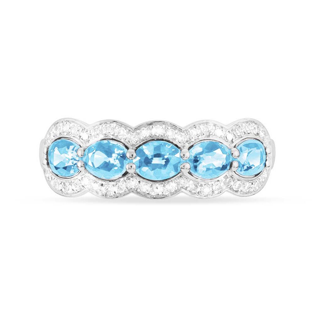 Bague Margaux Or Blanc Topaze Et Diamant - Bagues avec pierre Femme | Histoire d’Or