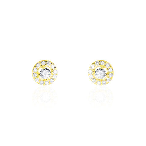 Boucles D'oreilles Puces Tahera Or Jaune Oxyde De Zirconium - Clous d'oreilles Femme | Histoire d’Or