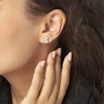 Boucles D'oreilles Puces Giana Or Blanc Topaze Et Oxyde De Zirconium - Clous d'oreilles Femme | Histoire d&rsquo;Or