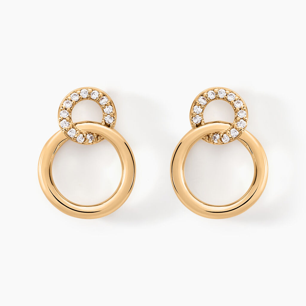 Boucles D'oreilles Pendantes Essia Plaqu&eacute; Or Jaune Oxyde De Zirconium - Boucles d'oreilles fantaisie Femme | Histoire d&rsquo;Or
