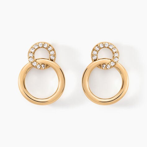 Boucles D'oreilles Pendantes Essia Plaqu&eacute; Or Jaune Oxyde De Zirconium - Boucles d'oreilles fantaisie Femme | Histoire d&rsquo;Or
