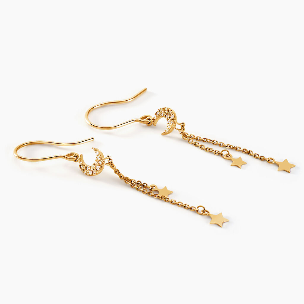 Boucles D'oreilles Pendantes Stellar Or Jaune Oxyde De Zirconium - Boucles d'oreilles pendantes Femme | Histoire d’Or