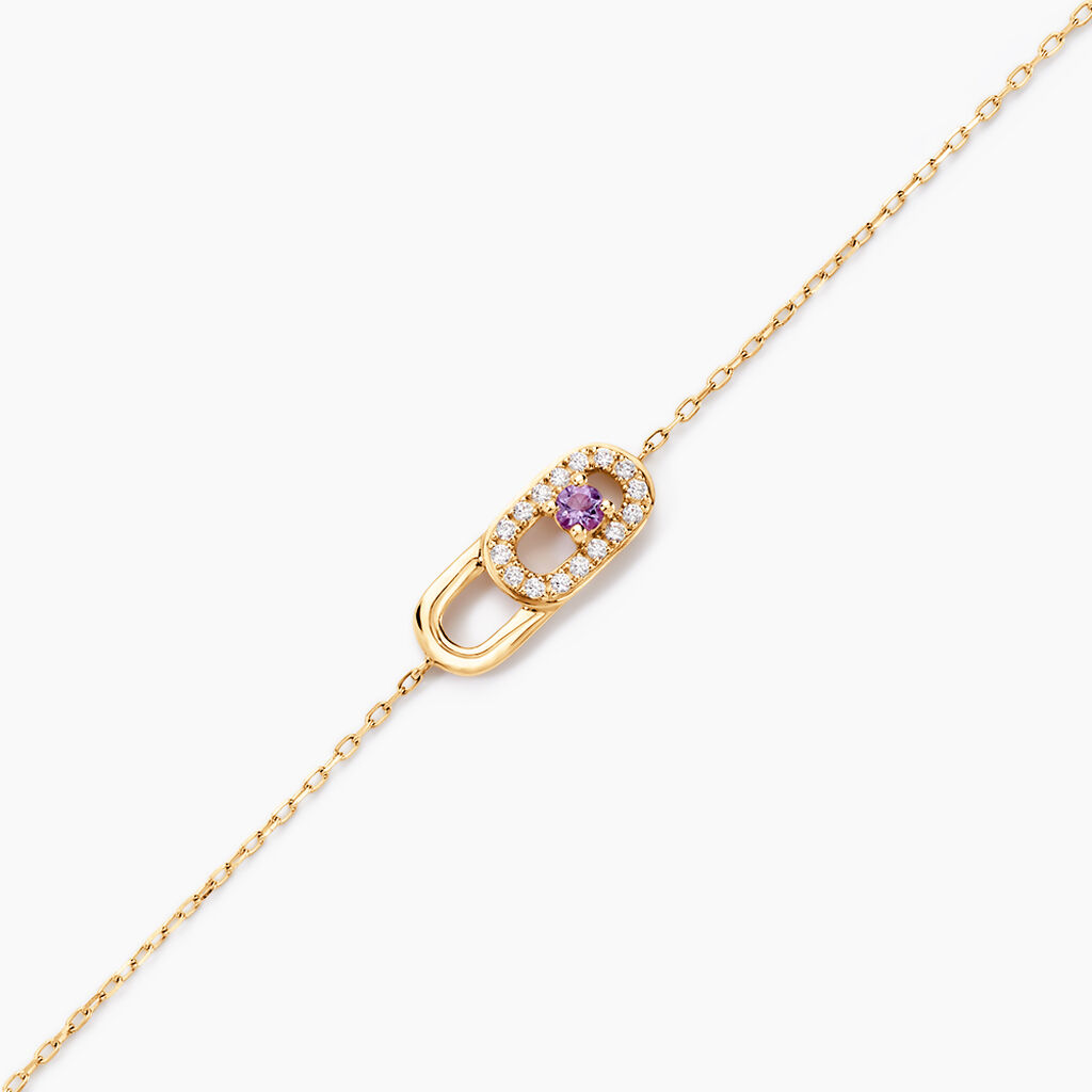 Bracelet Deonne Or Jaune Am&eacute;thyste Oxyde De Zirconium - Bracelets Femme | Histoire d&rsquo;Or
