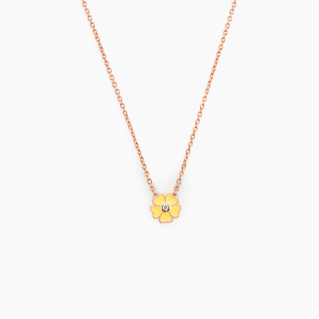 Collier Mimosa Argent Rose Oxyde De Zirconium - Ras de cou Femme | Histoire d&rsquo;Or