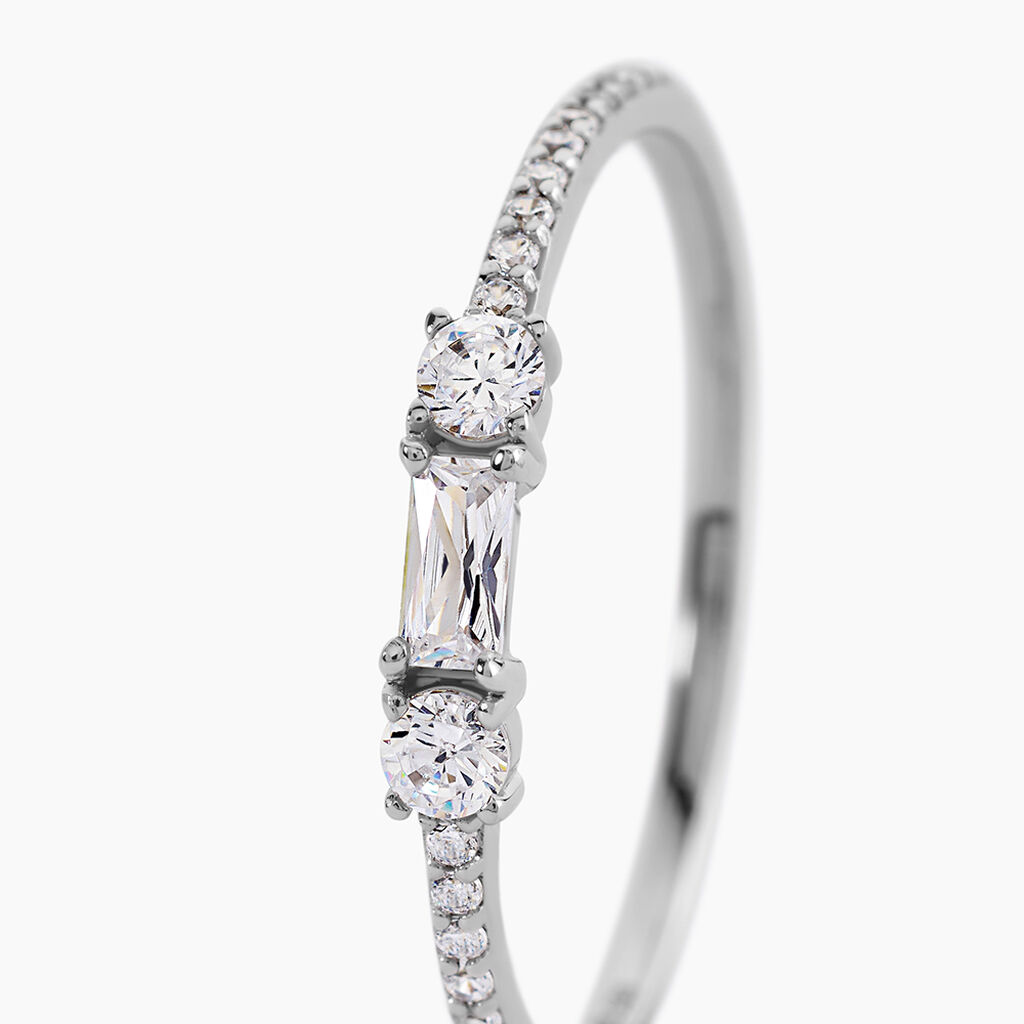 Bague Baguette Argent Blanc Oxyde De Zirconium - Bagues avec pierre Femme | Histoire d&rsquo;Or
