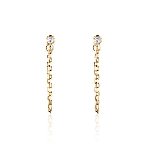 Boucles D'oreilles Pendantes Plaqué Or Lienard Oxydes De Zirconium - Boucles d'oreilles fantaisie Femme | Histoire d’Or