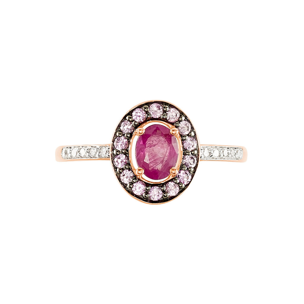 Bague Leona Or Rose Rubis Et Saphir Et Diamant - Bagues solitaires Femme | Histoire d’Or