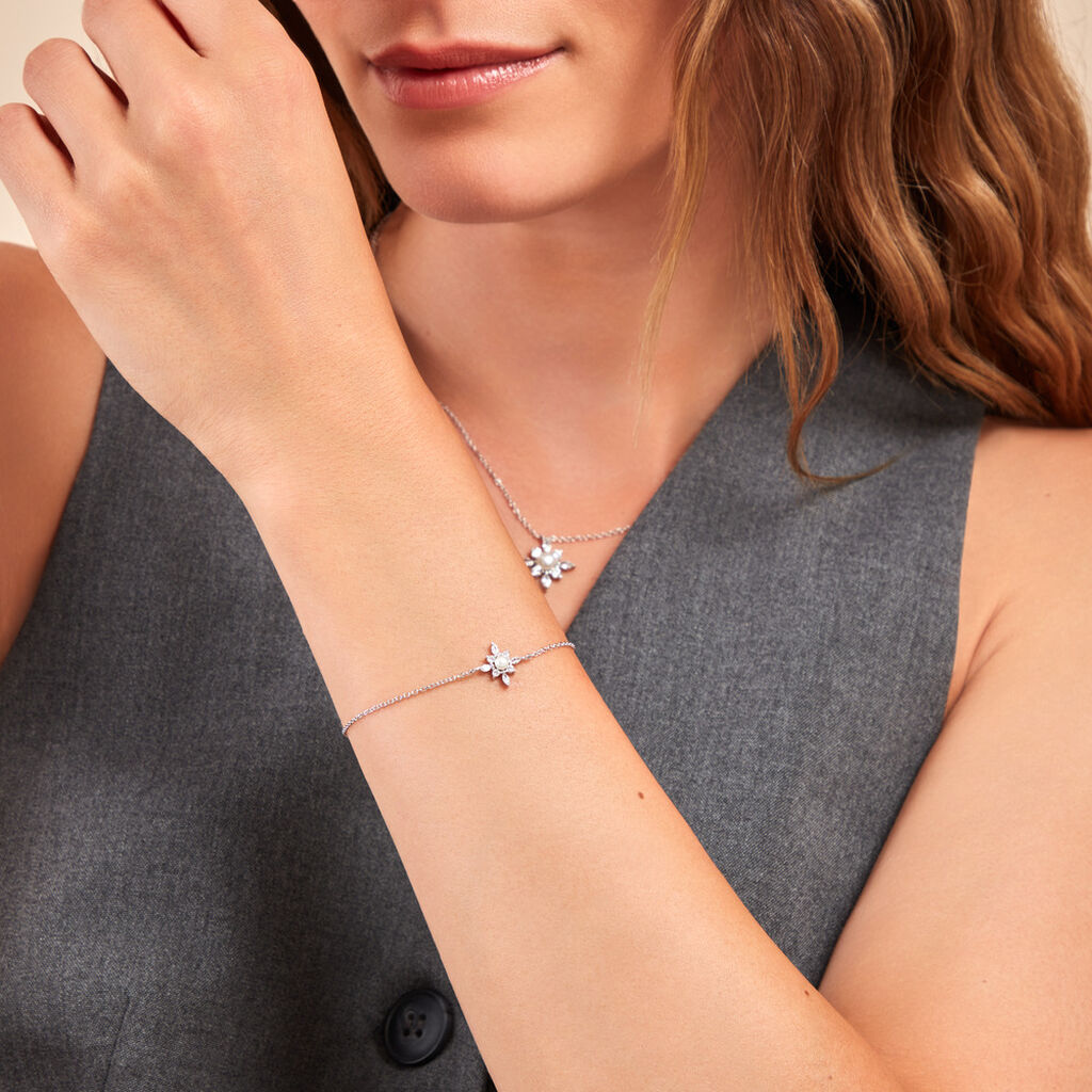Bracelet Rhoda Argent Blanc Perle De Culture Oxyde De Zirconium - Bracelets Femme | Histoire d’Or
