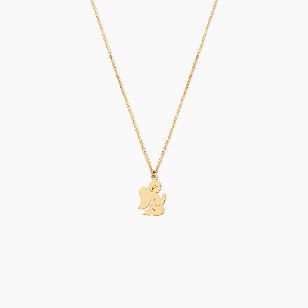 Collier Hallie Ange A Genoux Or Jaune - Colliers Bapt&ecirc;me Enfant | Histoire d&rsquo;Or