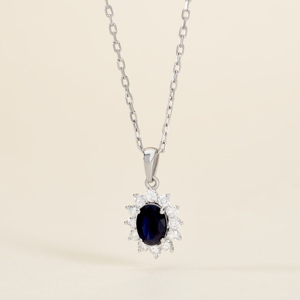 Pendentif Vladimir Or Blanc Saphir Et Diamant - Pendentifs Femme | Histoire d&rsquo;Or
