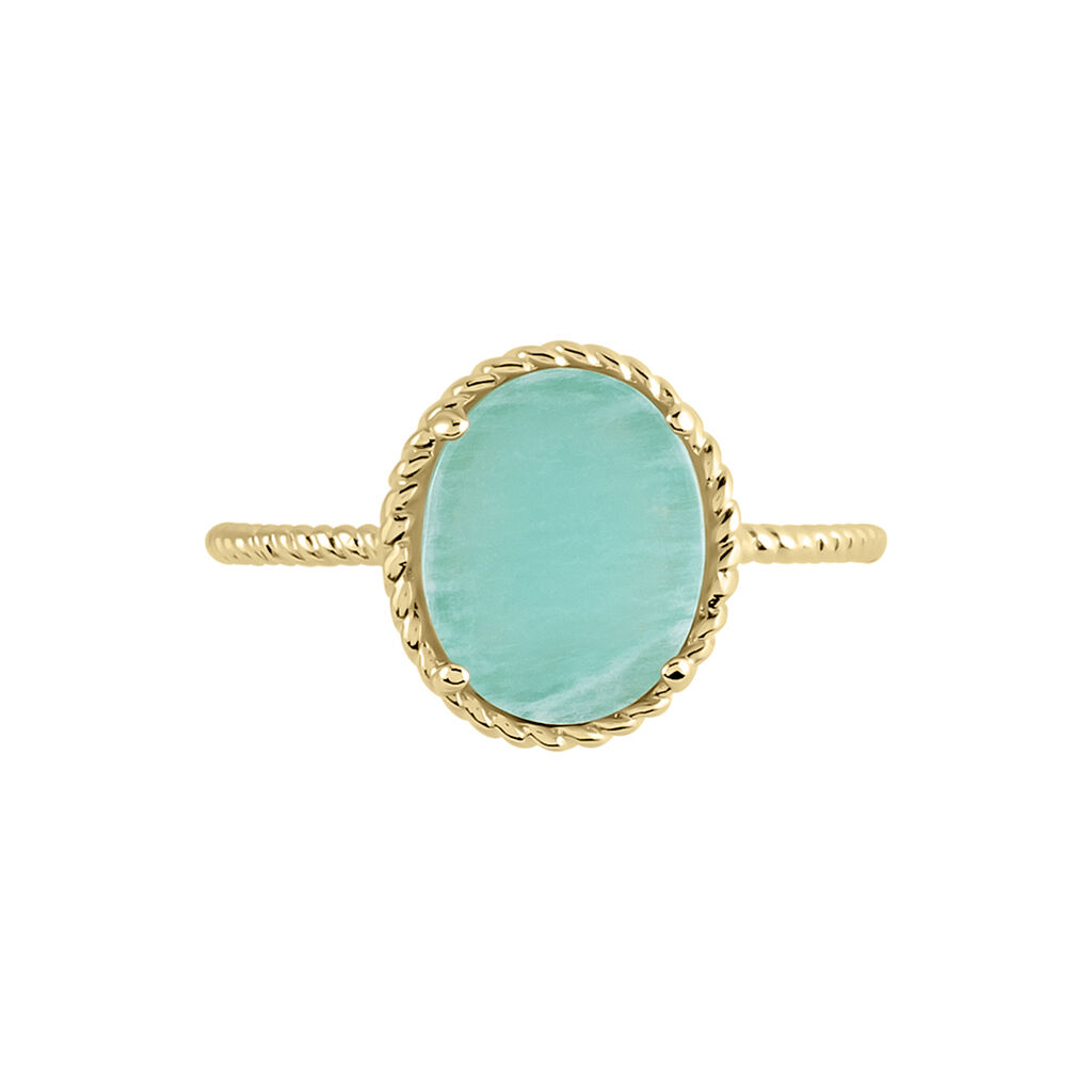 Bague Leeve Plaqué Or Jaune Amazonite - Bagues avec pierre Femme | Histoire d’Or